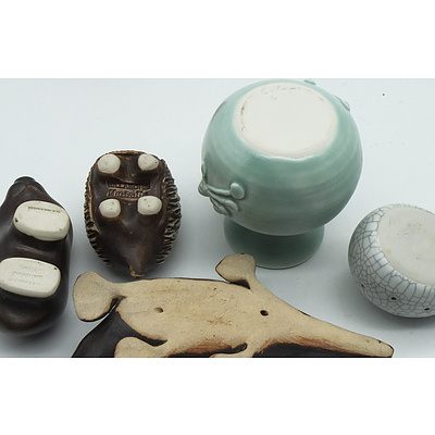 Two Echidna Toothpick Holders, Billabong Ceramic Echidna, Yoona's Designs Ceramic Wombat, and More