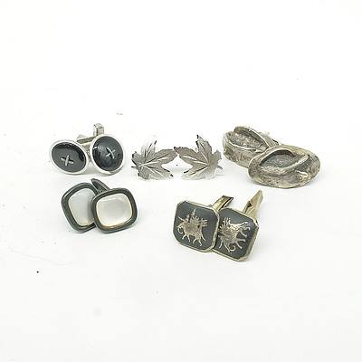Various Sterling Silver and 835 Silver Gents Cufflinks