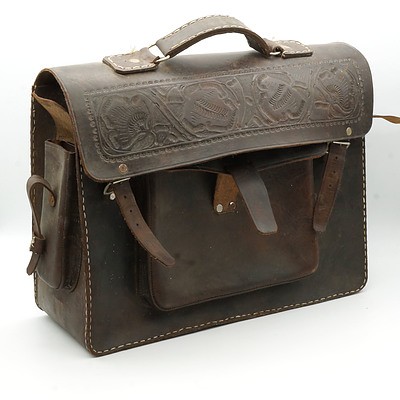 Vintage Embossed Leather Briefcase