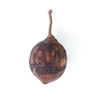 Aboriginal Artist Unknown, Small Boab Nut, Incised Decoration of Wandjina