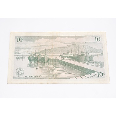 1957 Iceland Ten Kronur Banknote
