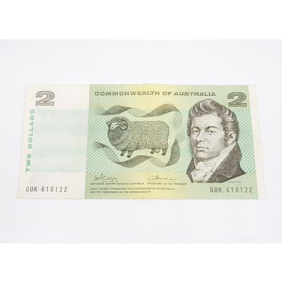 1972 Australia Two Dollar Banknote Phillips/Wheeler