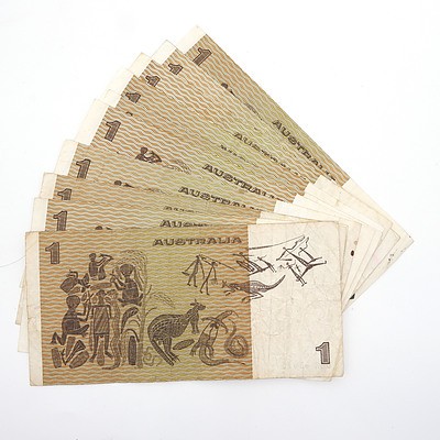 Ten Australian Johnson/ Stone $1 Paper Notes