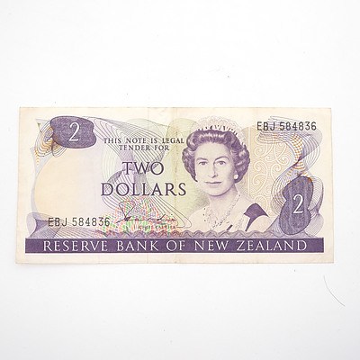 New Zealand Two Dollar Note, EBJ584836