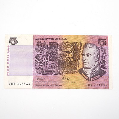 Australian Fraser/ Cole $5 Paper Note, QHG353964