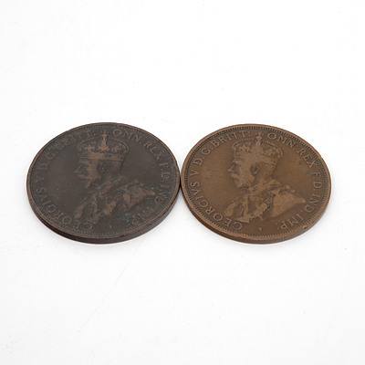 1912 H Under Scroll and 1913 Australian Penny