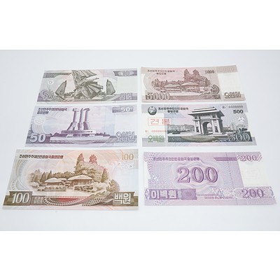 2002-2008 Korea Specimen Banknotes 10-5000 Won - Uncirculated