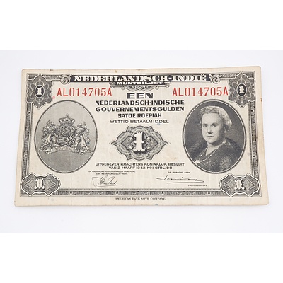 1943 Nederlandsch-Indische One Gulden Banknote
