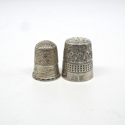 Two Sterling Silver Thimbles, Including Chester