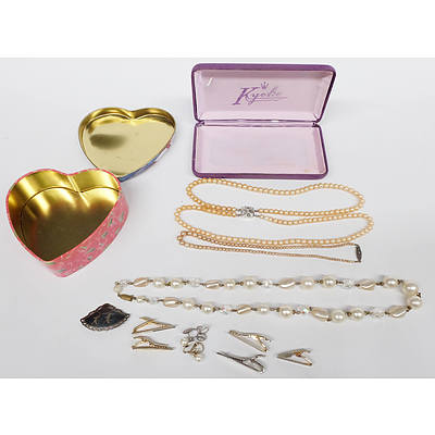 Faux Pearls, Asian Sterling Brooch, Tie Bars and More