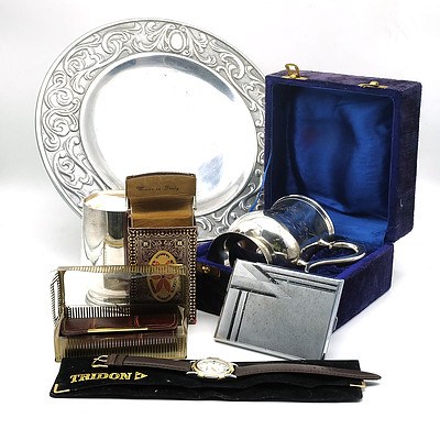 Gentleman Collection Including Key Holder, Cigarette Holder, Tridon Watch, Tankards and Platter
