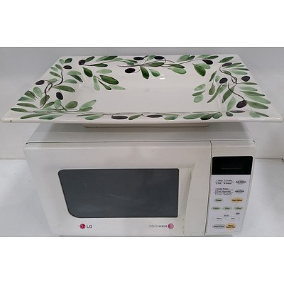 LG Microwave Oven and Large Ceramic Serving Tray