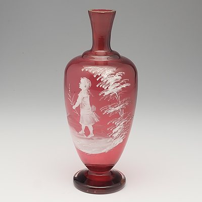 Victorian Ruby Mary Gregory Glass Vase