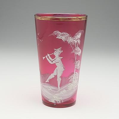 Victorian Ruby Mary Gregory Glass Cup