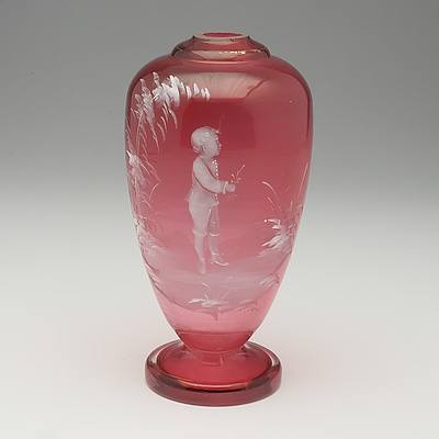 Victorian Ruby Mary Gregory Glass Vase