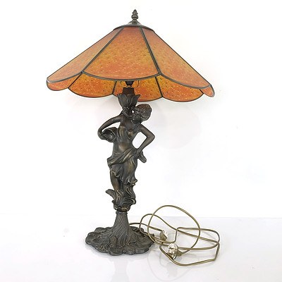 Vintage Art Nouveau Style Table Lamp Circa 1980s