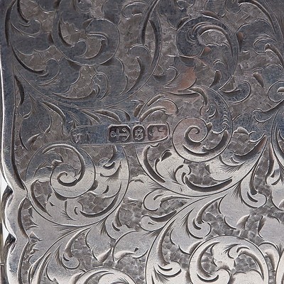 Late Victorian Monogrammed and Engraved Sterling Silver Card Case, Birmingham, 1892