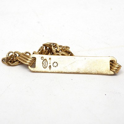 18ct Yellow Gold Name Plate Bracelet, 3.3g