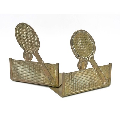 Pair of Brass Tennis Themed Bookends
