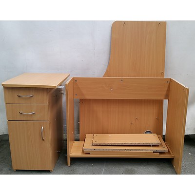 Three Office Chairs, Two Office Desks and Small Filling Cabinet