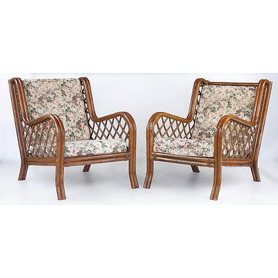 Pair of Vintage Cane Conservatory Chairs