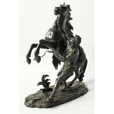 After Guillaume Cousteau (1677-1746 French) Chevaux De Marly, Bronze, Late 19th to Early 20th Century