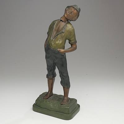 French Cast Spelter and Cold Painted Figure, Early 20th Century