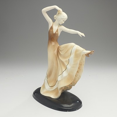 German Art Deco Earthenware Figure of a Dancer Circa 1930s, Hertwig & Co, Katzhutte