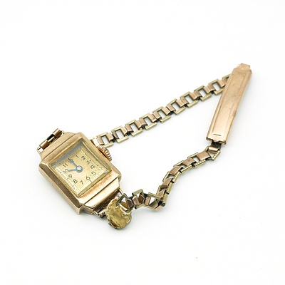 Antique Ladies Dress Watch with 9ct Gold Case and Gold Plated Band