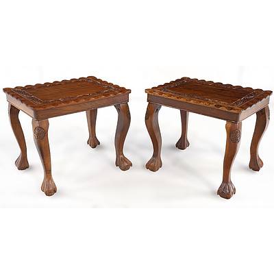 Two Asian Carved Teak Coffee Tables