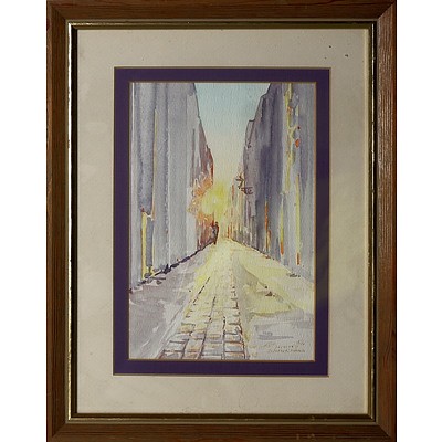 Zimmerman, Sunset Street 1984, Watercolour