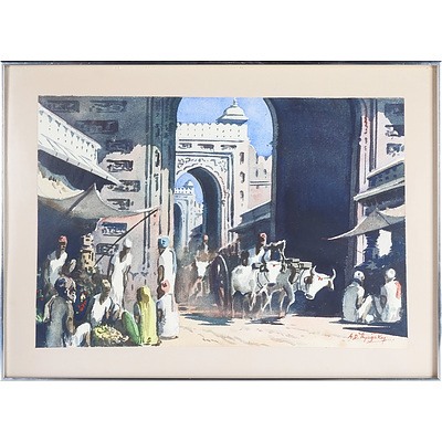 M. D. Thyaga Raj (India, 20th Century) The Old City Gates, Watercolour