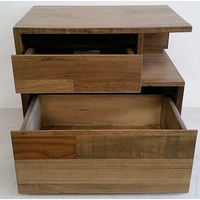 Pair of Contemporary Mango Wood Modernist Style Bedside Drawers