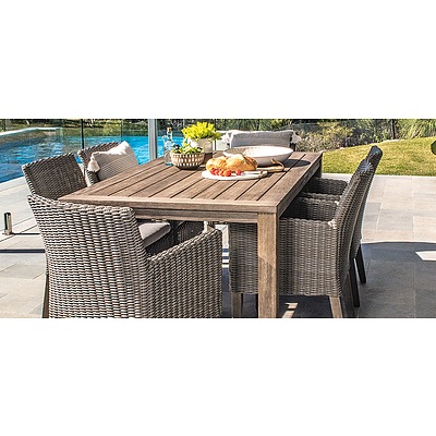 'Vue Madrid' Nine Piece Outdoor Bistro Table and Chairs Setting - As New