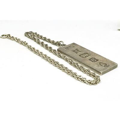 Stering Silver Twisted Rope Chain with Sterling Silver Ingot Pendant, Birmingham, L & N, 1977 