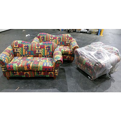 A Pair of Two Seater Couches and One Single Chair