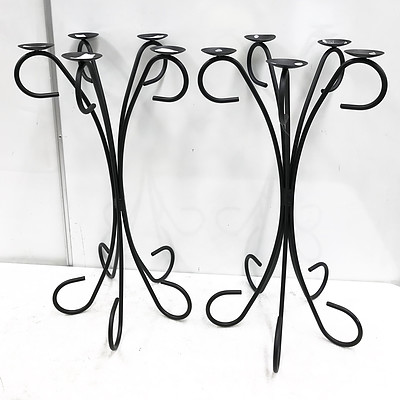 Standing 5 Piece Metal Candle Holder Lot of Two