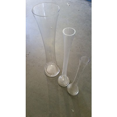 Large Lot of Tapered Standing Glass Vases