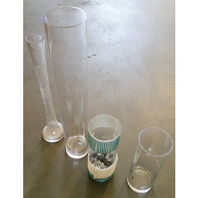 Large Lot of Mixed Standing Glass Vases