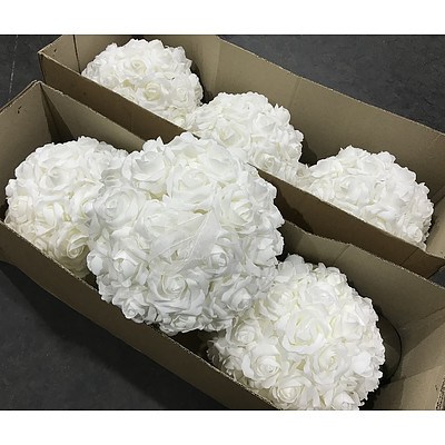 6 Large Snowball Roses