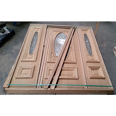 Wooden Entrance Door with Side Lights