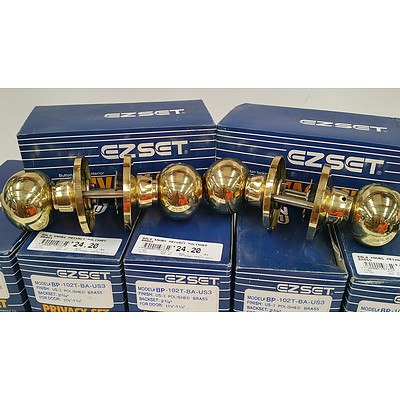 EZSet Polished Brass Privacy Sets - Lot of 17 - New