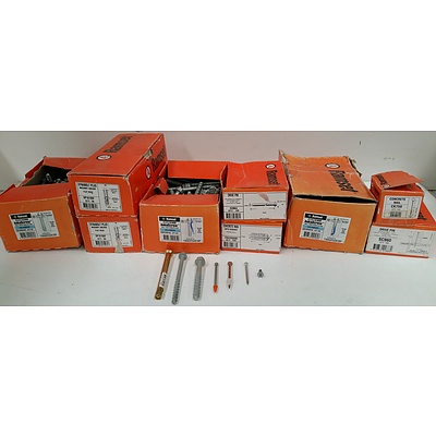 Selection of Ramset Dyna Bolts, Anka Screws, Concrete Nails and Drive Pins - New