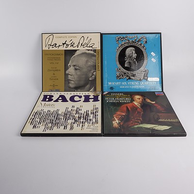 Four Classical Music Vinyl Record Boxed Sets Including Mozart, Bach, Bartok and More