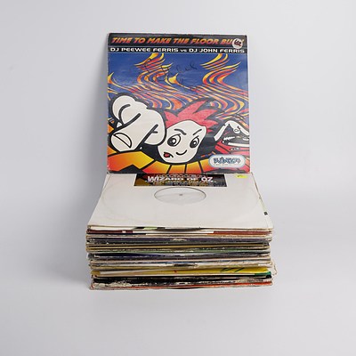 Quantity of Approximately 40 Vinyl 12 Inch Records Including Signed DJ PeeWee Ferris and More
