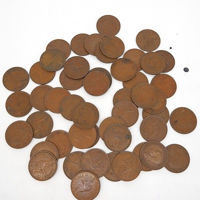 Fifty George VI Australian Pennies