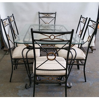 Wrought Iron Table Setting and Six Chairs