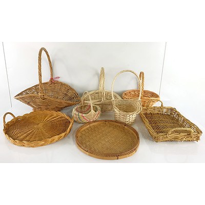 Group of Wicker and Cane Baskets