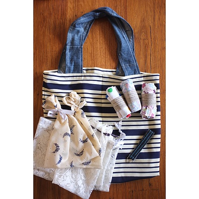 Shopping bundle of plastic free shopping bags made from re-purposed materials