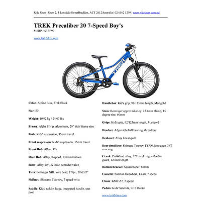 Trek Precaliber 20 7-speed Boy or Girl's bicycle